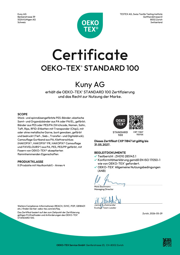 Öko-Tex Zertifikat